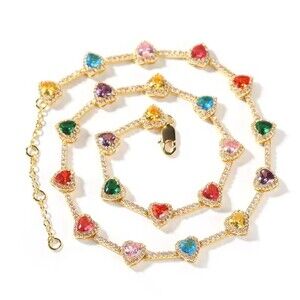 Icy multi colored heart necklace